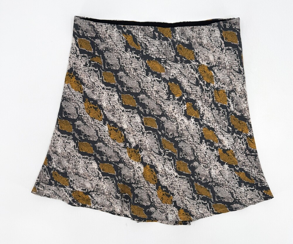 Dance & Marvel Skirt Womens Large Gray Yellow Snake Print A Line Casual Mini